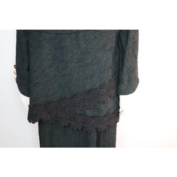 Robert Too Vintage 80s Women's Dress Size 10 Black Textured Long Sleeve - Picture 5 of 11